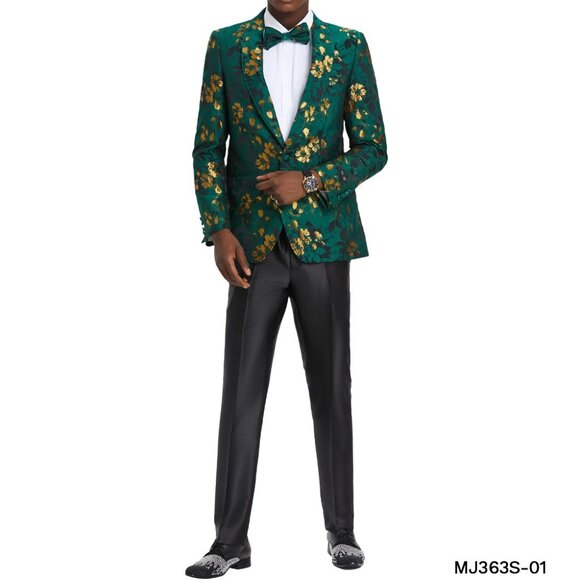 Green/Gold Paisley Shawl Collar Men's Jacket